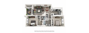 Mountain Park Ranch Apartments Palomas 3D Furnished Floor Plan