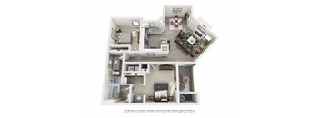Mountain Park Ranch Apartments Perilla 3D Furnished Floor Plan