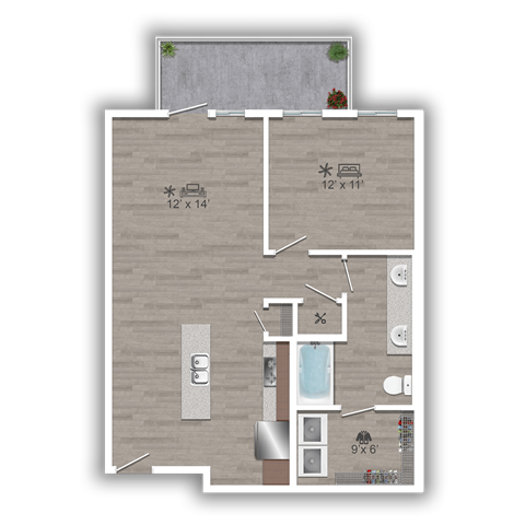 Discovery at the Realm Apartments 3D floor plan 1F