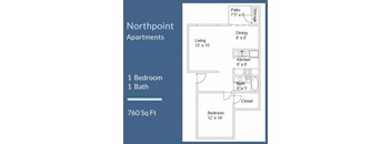 Northpoint Apartments 1 Bed 1 Bath Floor Plan