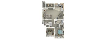 Northtowne Summit Apartments B1 3D Floor Plan
