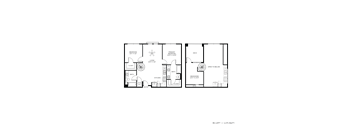 A floor plan of a one bedroom apartment with a living room, kitchen, and bathroom.
