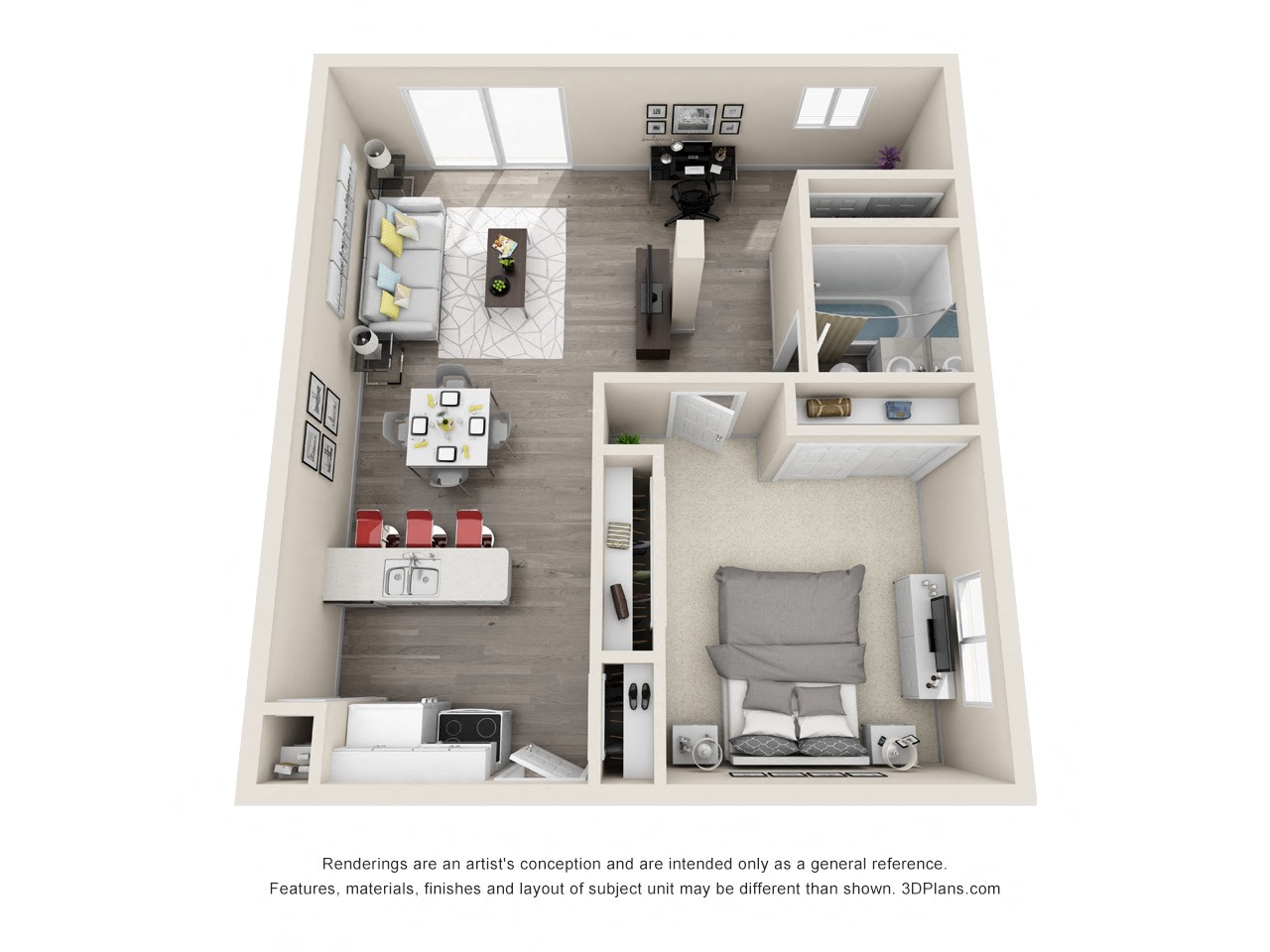 Ocean Breeze Villas 1x1 A Floor Plan