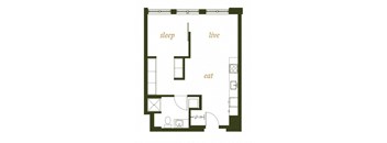 230 Ash Apartments One Bed A Floor Plan