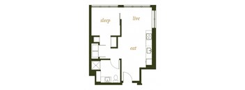 230 Ash Apartments One Bed E Floor Plan