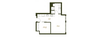 230 Ash Apartments One Bed F1 Floor Plan
