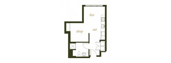 230 Ash Apartments One Bed F2 Floor Plan