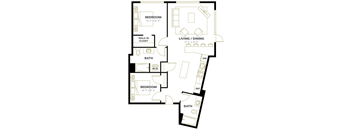 A black and white image of a house floor plan.