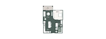 A floor plan of a house with a kitchen, living room, dining room, and bedrooms.