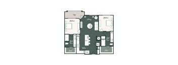 A floor plan of a house with labeled rooms such as Bedroom, Bathroom, Kitchen, and Dining.