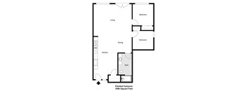 a floor plan of a house with a bedroom and a living room