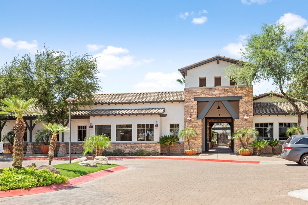 Painted Trails View of Clubhouse and Parking Lot