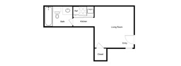 Studio E1 Floor Plan at Palencia Apartments, Dallas, Texas