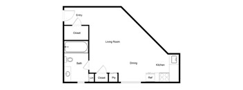 Studio E2 Floor Plan at Palencia Apartments, Dallas