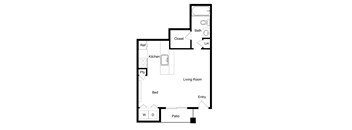 Studio E3 Floor Plan at Palencia Apartments, Texas