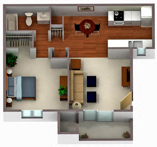 Palm Crest at Station 40_Phoenix AZ_Floor Plan_One Bedroom One Bathroom