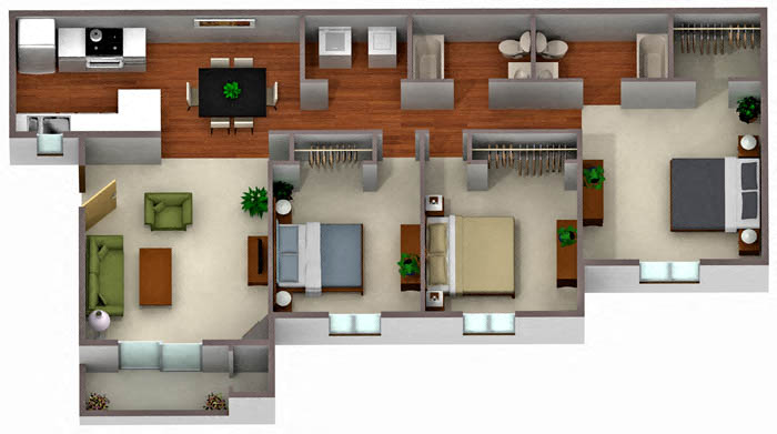 Palm Crest at Station 40_Phoenix AZ_Floor Plan_Three Bedroom Two Bathroom Duplex