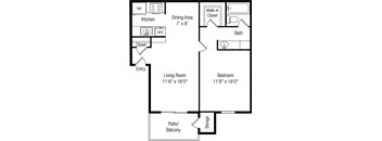 Papago Crossing in Phoenix, Arizona 1x1 Floor Plan