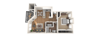Outlook16 One Bedroom One Bathroom Floor Plan