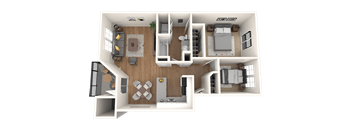Outlook16 Two Bedroom One Bathroom Floor Plan