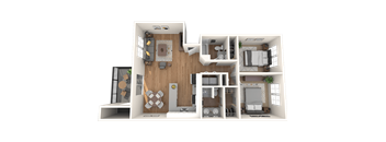 Outlook16 Two Bedroom Two Bathroom Floor Plan