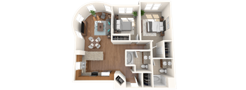 The Mercer Apartments Parkwood Two Bedroom Two Bathroom Floor Plan