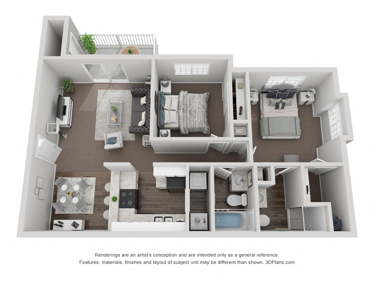 Peaks at Falls Park 2x2 Floor Plan