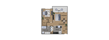 Pioneer Meadows One Bedroom One Bathroom Floor Plan