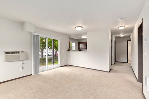 Pioneer Meadows Living Room with Private Patio
