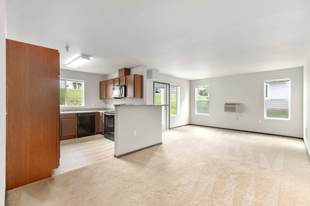 Pioneer Meadows Kitchen and Living Room with Private Patio