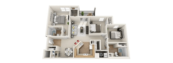 Quail Village Apartments in Longmont, Colorado 3 Bedroom Floor Plan