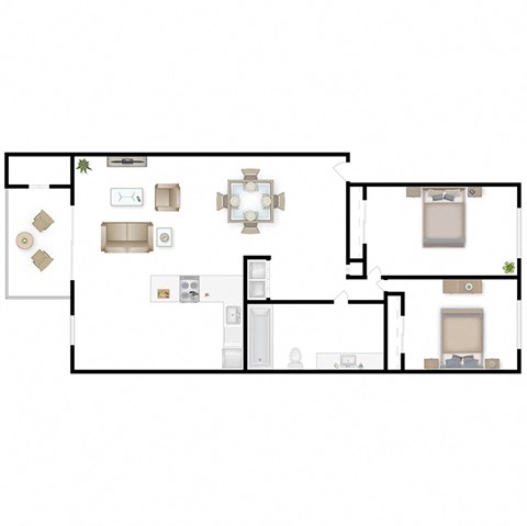 Reserve at Blueberry Park Apartments 2x1 Floor Plan