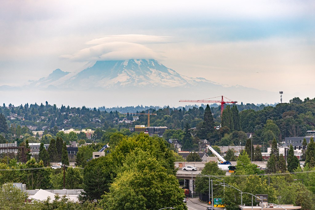 View of Mount Rainier from an apartment at Muir Apartments