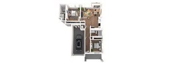 Rancho Valencia Rental Homes in Santa Rosa, California Two Bedroom 3D Floor Plan