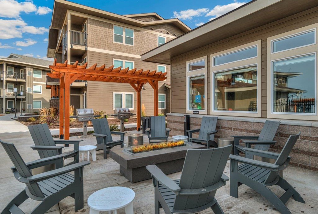 RedPoint Apartments Clubhouse Patio with Firepit and BBQ's