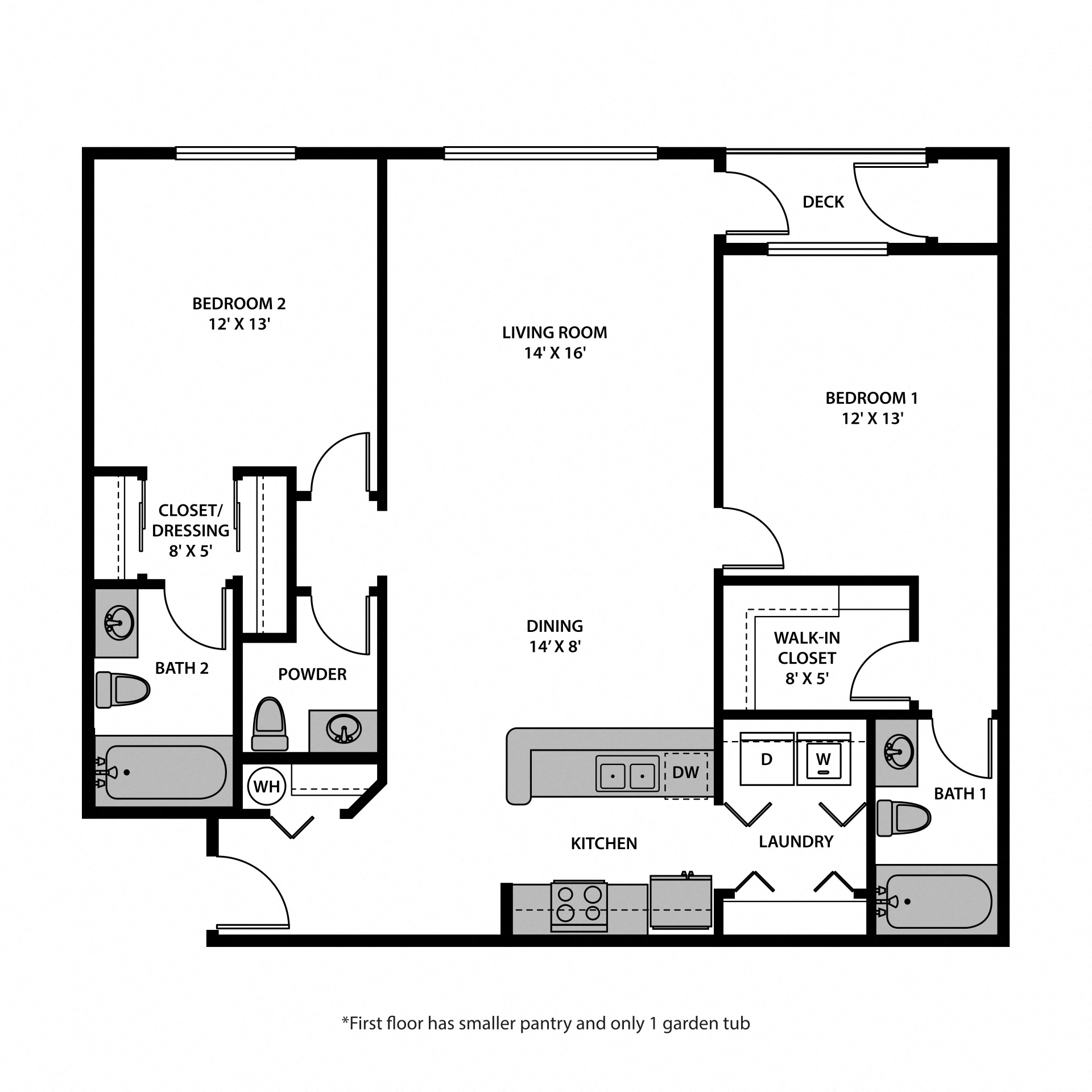 Regency Park Apartments Two Bedroom Double Master Floor Plan