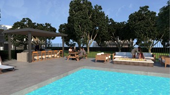 a rendering of the pool area at the residences at omni louisville apartments - Photo Gallery 26