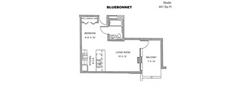 Residences at Capitol Heights Apartment Homes in Denver, Colorado Bluebonnet Floor Plan