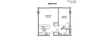 Residences at Capitol Heights Apartment Homes in Denver, Colorado Amethyst Floor Plan