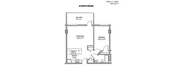 Residences at Capitol Heights Apartment Homes in Denver, Colorado Aventurine Floor Plan