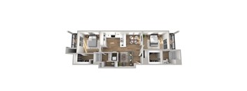 Retreat at Barton Creek Apartments in Austin, Texas Two Bedroom Floor Plan