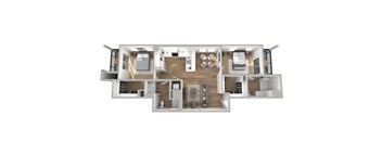 Retreat at Barton Creek Apartments in Austin, Texas Two Bedroom Floor Plan