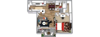 Retreat at Barton Creek One Bedroom Floor Plan