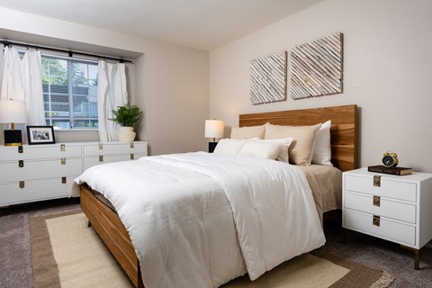 an example of a bedroom with a large bed and a window