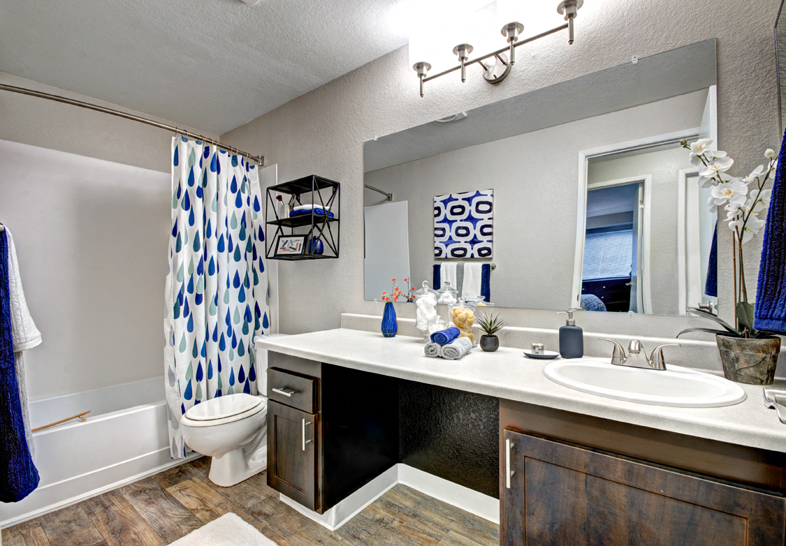 Silverdale Apartments-Ridgetop Apartments Bathroom with Large Vanity Area and Spacious Tub