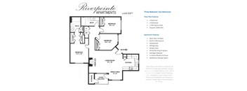 Riverpointe Apartments 3 Bedroom Floor Plan