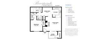 Riverpointe Apartments One Bedroom One Bathroom Floor Plan