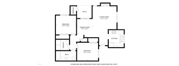 Riverpointe Apartments in Richland, Washington Two Bed One Bath Floor Plan