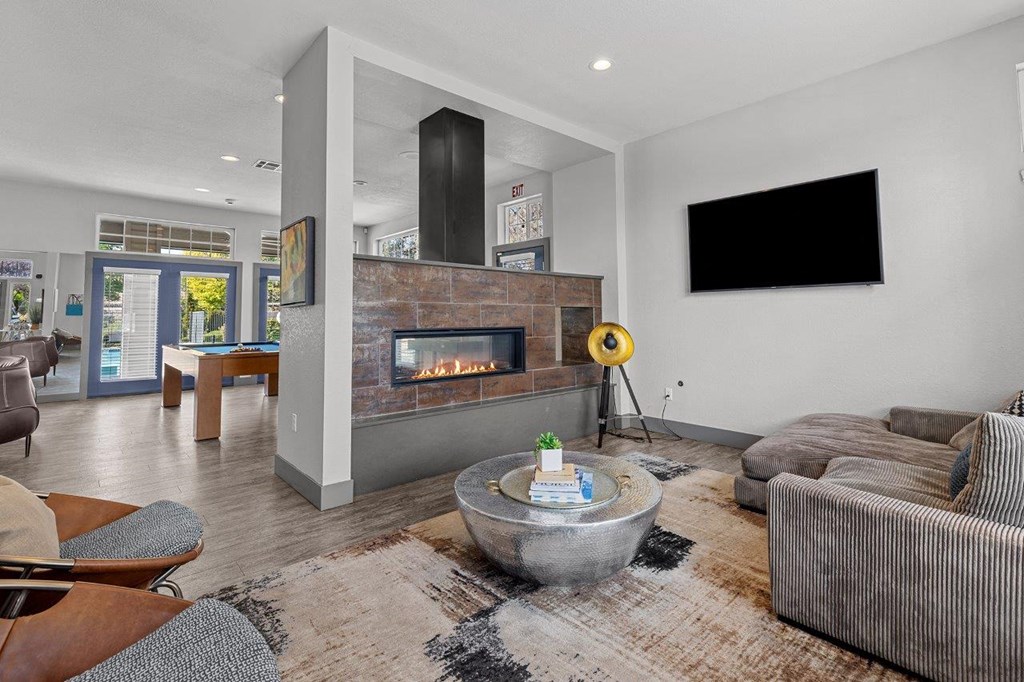 Riverpointe Apartments in Richland, Washington Clubhouse Lounge with Fireplace