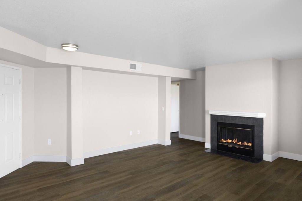 Riverpointe Apartments Model Living Room with Fireplace